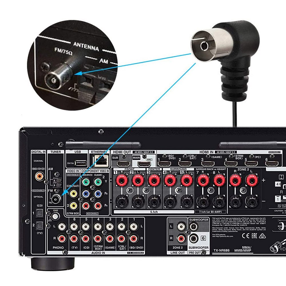 Fm Antenne 75 Ohm Tv Vrouwelijke Antenne En Tv Mannelijk Naar F Male Connector Voor Hifi Am/Fm Radio yamaha Denon Onkyo Bose Sherwood Marantz