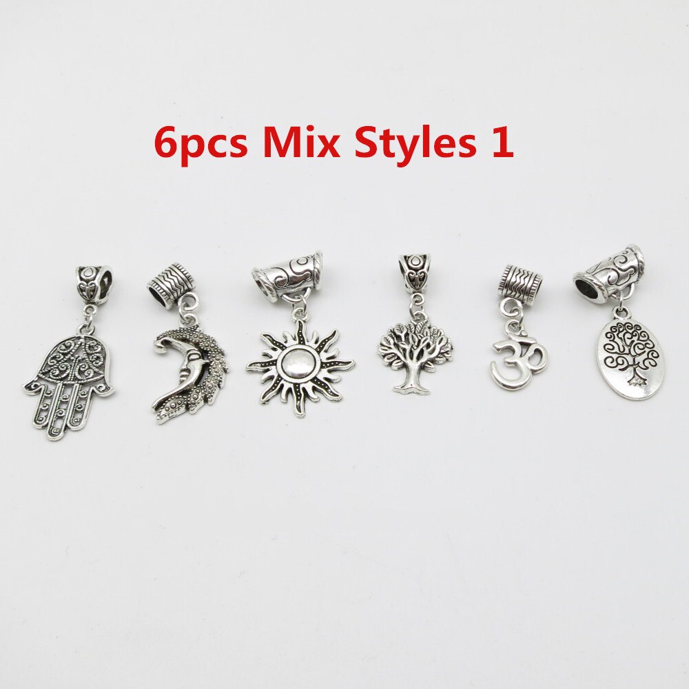 6 Stks/pak Verschillende 6 Stijlen Viking Charms Haar Vlecht Dread Baard Dreadlock Kralen Manchetten Ringen Hoofddeksels Sieraden Voor Mannen Vrouwen