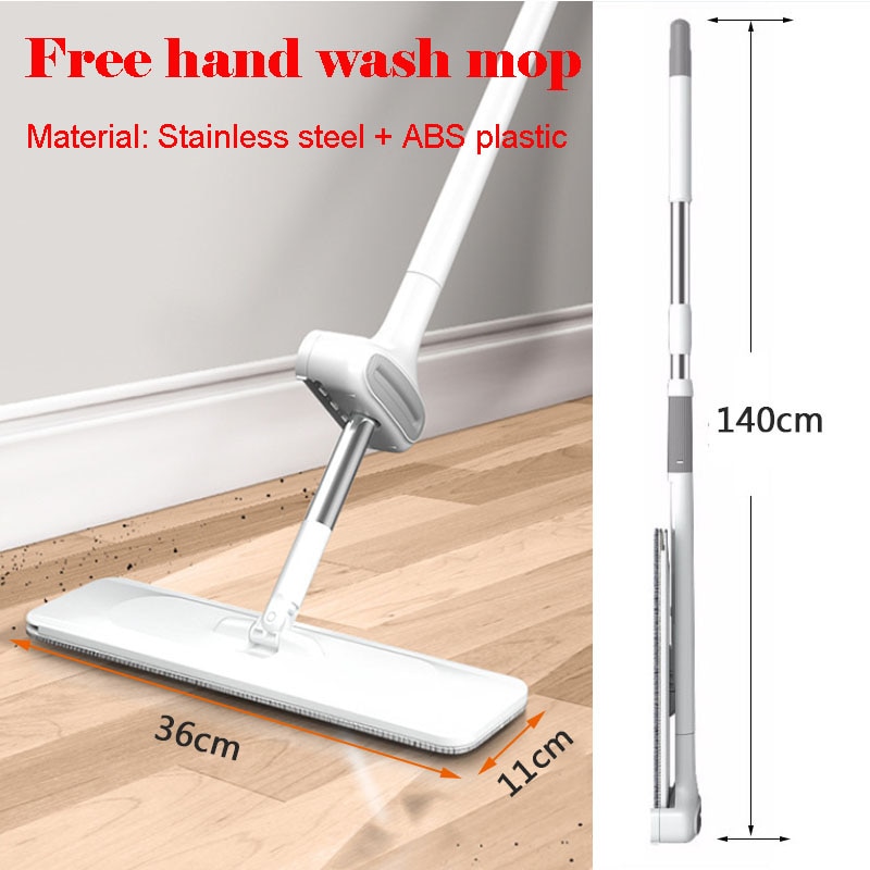 Fregona para escurrir fregona plana fácil de limpiar, gira 360, friega en seco y húmedo, reutilizable para suelos de madera con recambio, cocinas