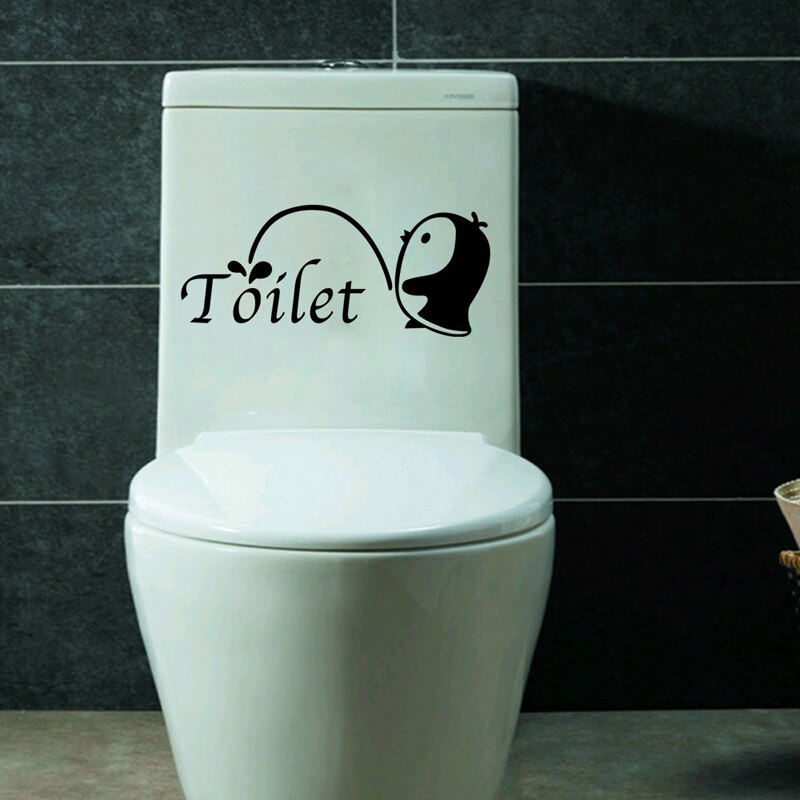 Leuke Penguins pee muur Wc stickers Vinyl wassen Badkamer Decors Voor Thuis Decoratie 3D Cartoon Decal sticker op de muur