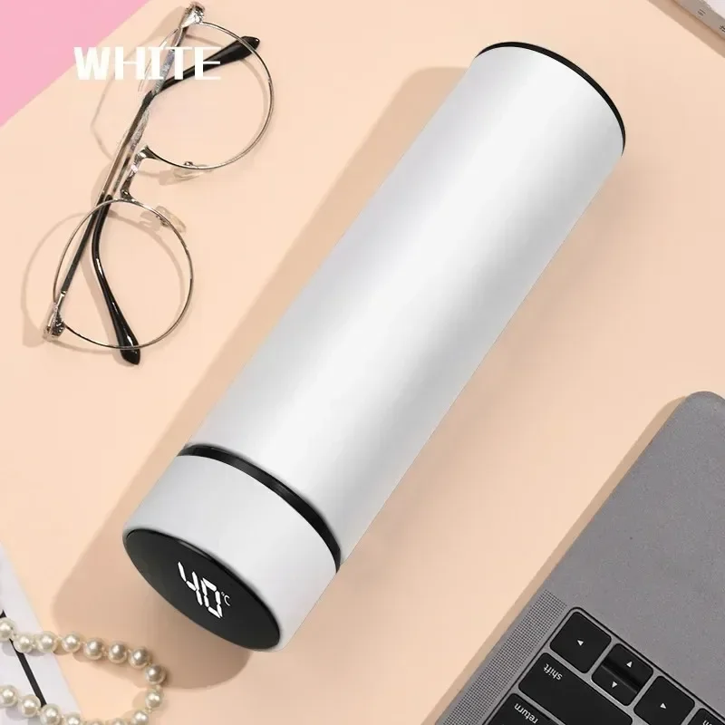 500ml Stainless Steel Thermos Bottle with Digital Temperature Display LED Intelligent Temperature Measurement Cup Vacuum Flask: Blue
