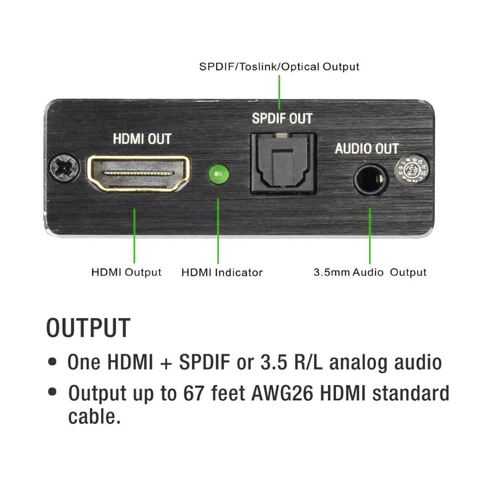 HDMI Audio Splitter 4K * 2K 1.4 Audio Splitter 5.1 Channel Fiber Converter AY78 Zwart