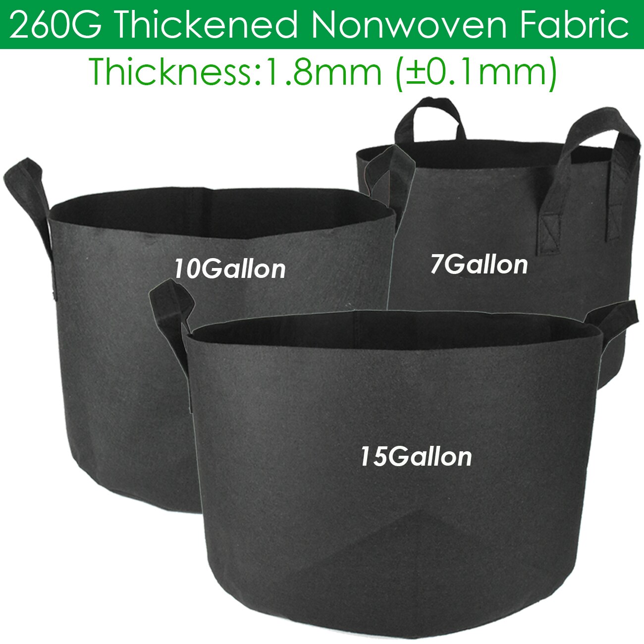 3/5/7/10/15 Gallon Grow Bags Grow Bag Gardening Nonwoven Fabric Grow Pot Vegetable Growing Planter Garden Flower Planting Pots