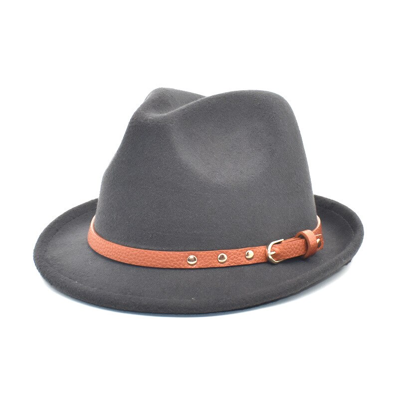 Casquette de Jazz pour homme, chapeau solide, Vintage, en feutre, collection automne et hiver: Gris foncé