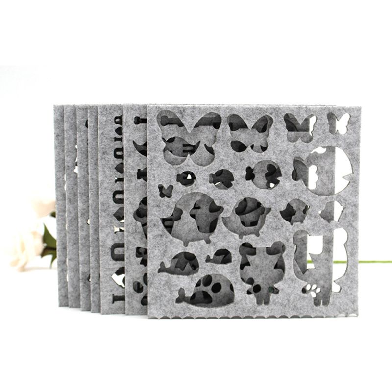 Pochoir en feutre de laine | Aiguille de feutrage, bricolage, pochoir d'applique, artisanat de mise en forme 7 pièces