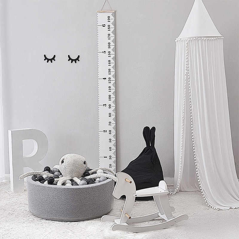 Koodykids Nursery Decor Katoen Luifel Wieg Met Kleine Pompoms Mosquito Baby Boy Girl Room Kids Kinderen Kamer Crib Canopy Decor