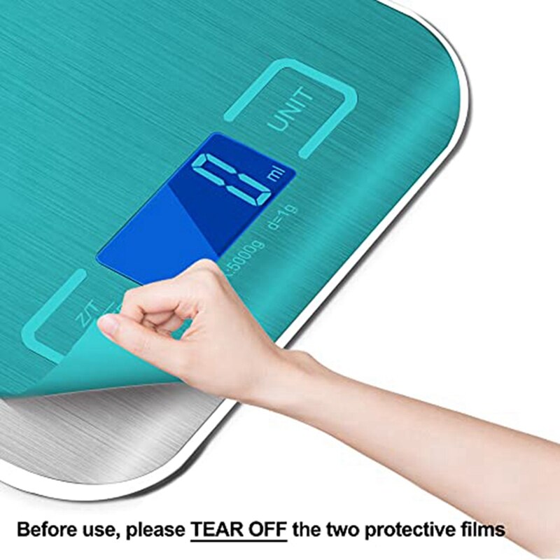 Báscula de Cocina Digital inteligente con función de tara, balanza de cocina de precisión de 5Kg/1G, pantalla LCD de acero inoxidable