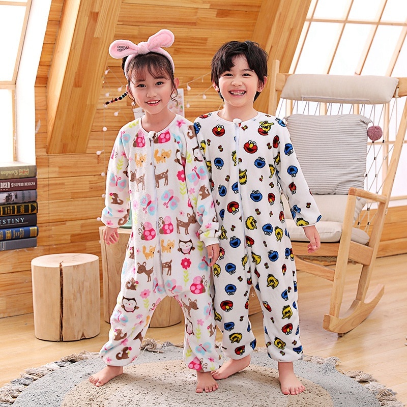 Kids Flanellen Jongens Meisjes Coral Fleece Pyjama Nachtkleding Baby Jongen Winter Pyjama Warm Tuinbroek Nachtjapon Voor 2 3 4 5 Jaar