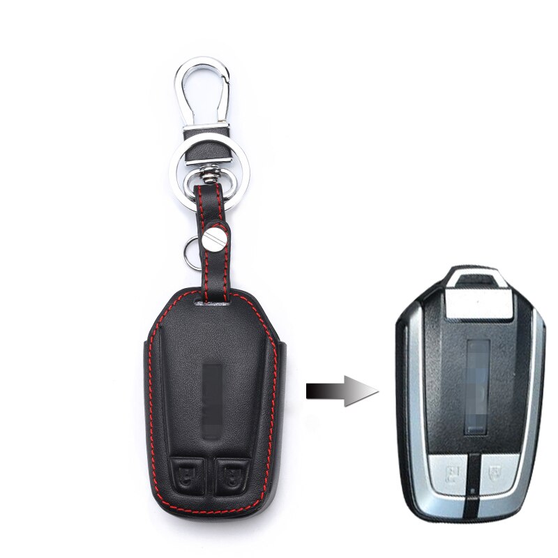 Til isuzu / isuzu d-max / mu-x bilnøgle shell protecor nøglering bil styling 1 stk bilnøgle etui cover læder holder kæde: En stil