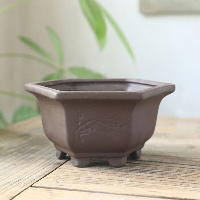 Maceta de cerámica negra para quemar plantas, crisantemo suculento, decoración de jarrón transpirable, ciruela, bambú de Orquídea: 11x6.5cm