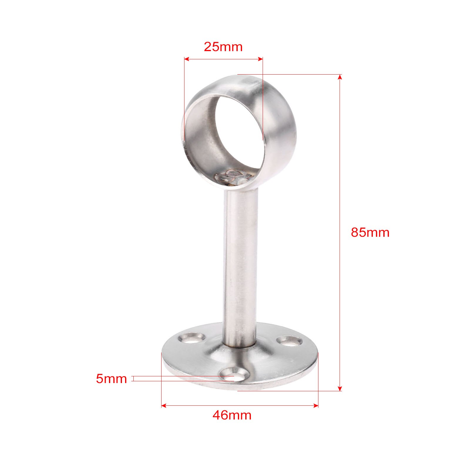 Stainless Steel Centre Bracket Wardrobe Rail Support Hanging Rail Rod Pole Socket End Support Bracket Holder 19mm 25mm Dia