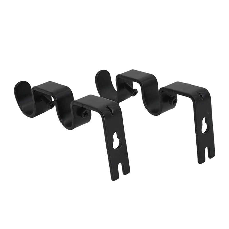 3Pcs/Set Curtain Rod Brackets Heavy Duty Double Rod Holders Durable Metal Curtain Rod Wall Brackets with Screw Black