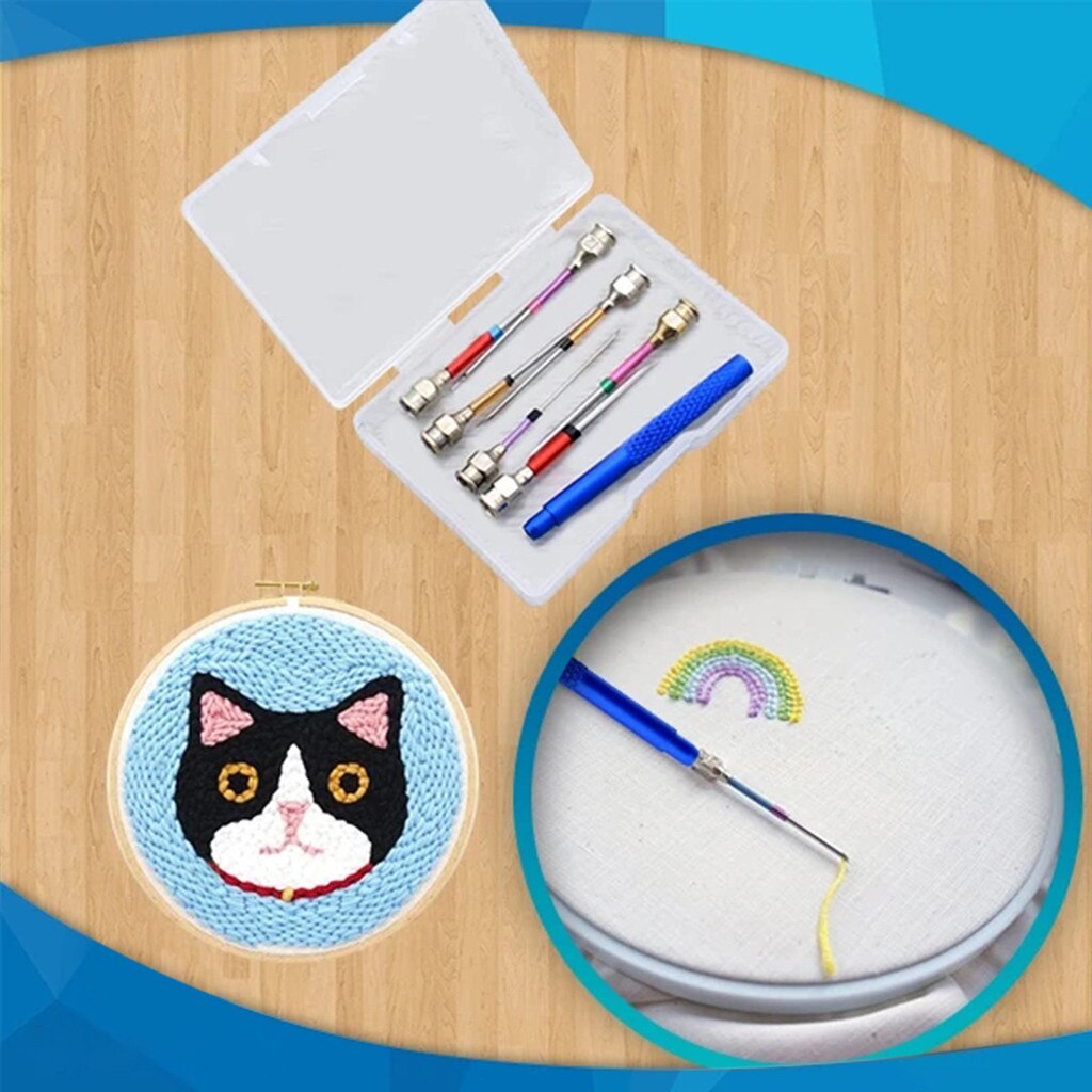 Magic Embroidery Pen Set Practical Abs Plastic Diy Crafts Home Diy Interchangeable Punch Needle Sewing Accessories #T1P