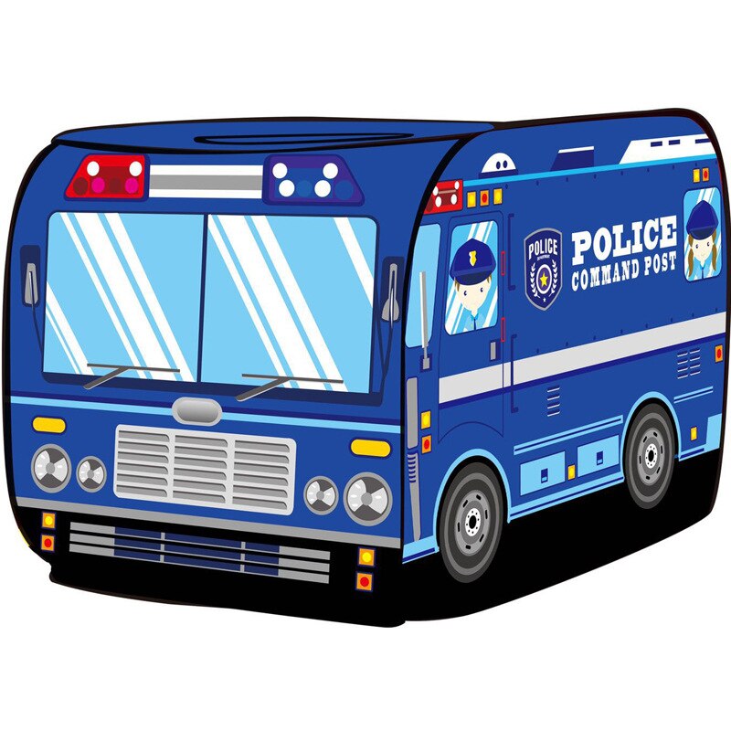 Kids Children Tent Pop Up Play Tent Toy Outdoor Foldable Playhouse Fire Truck Police Car Game House Bus Tent Game for Kids: Blue