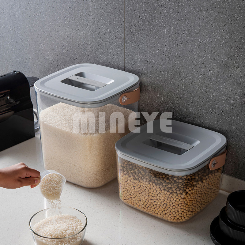 Large Airtight Food Container Plastic Transparent Rice Flour Bin Kitchen Pantry Bulk Food Storage Box with Portable Handle