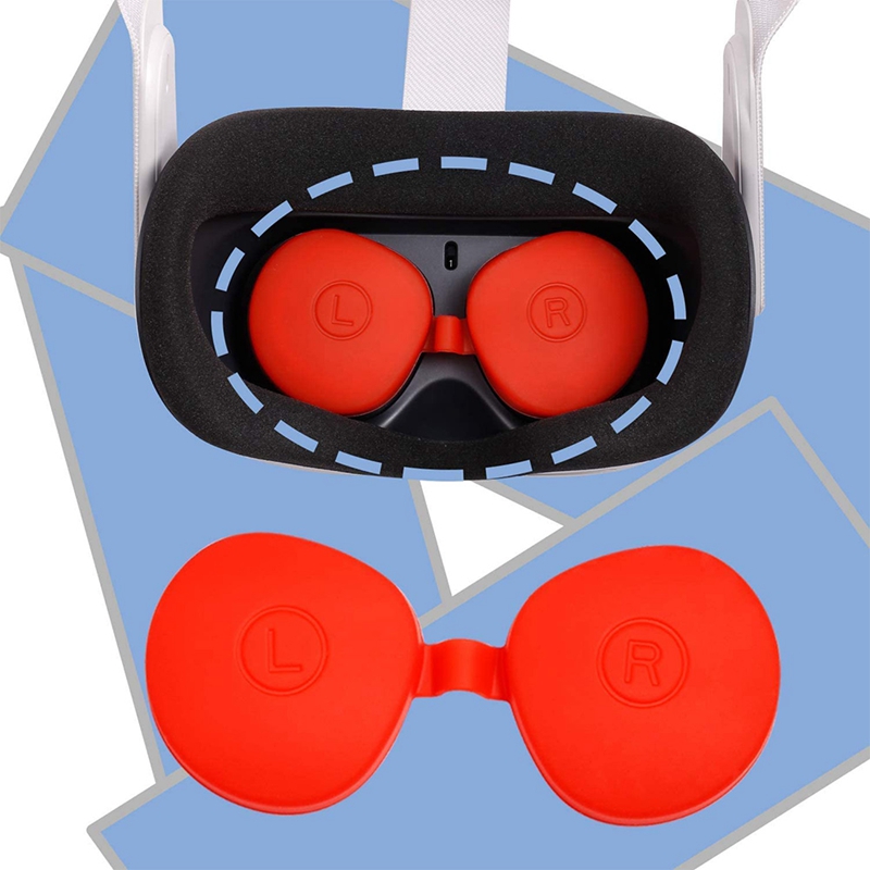 VR silikonowe etui ochronne do Oculus Quest 2 z silikonową osłoną obiektywu Sweatproof Lightproof Anti-leak (czerwony)