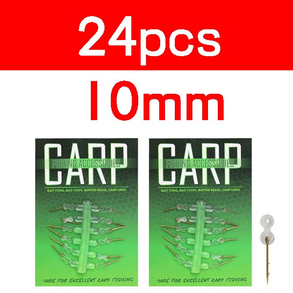 Cebo de Metal para pesca de carpa, Pin de espiga para aparejo de pelo con topes de goma transparente, alimentador de carpas para pesca, accesorio de aparejos: 24pcs in 2 cardS M