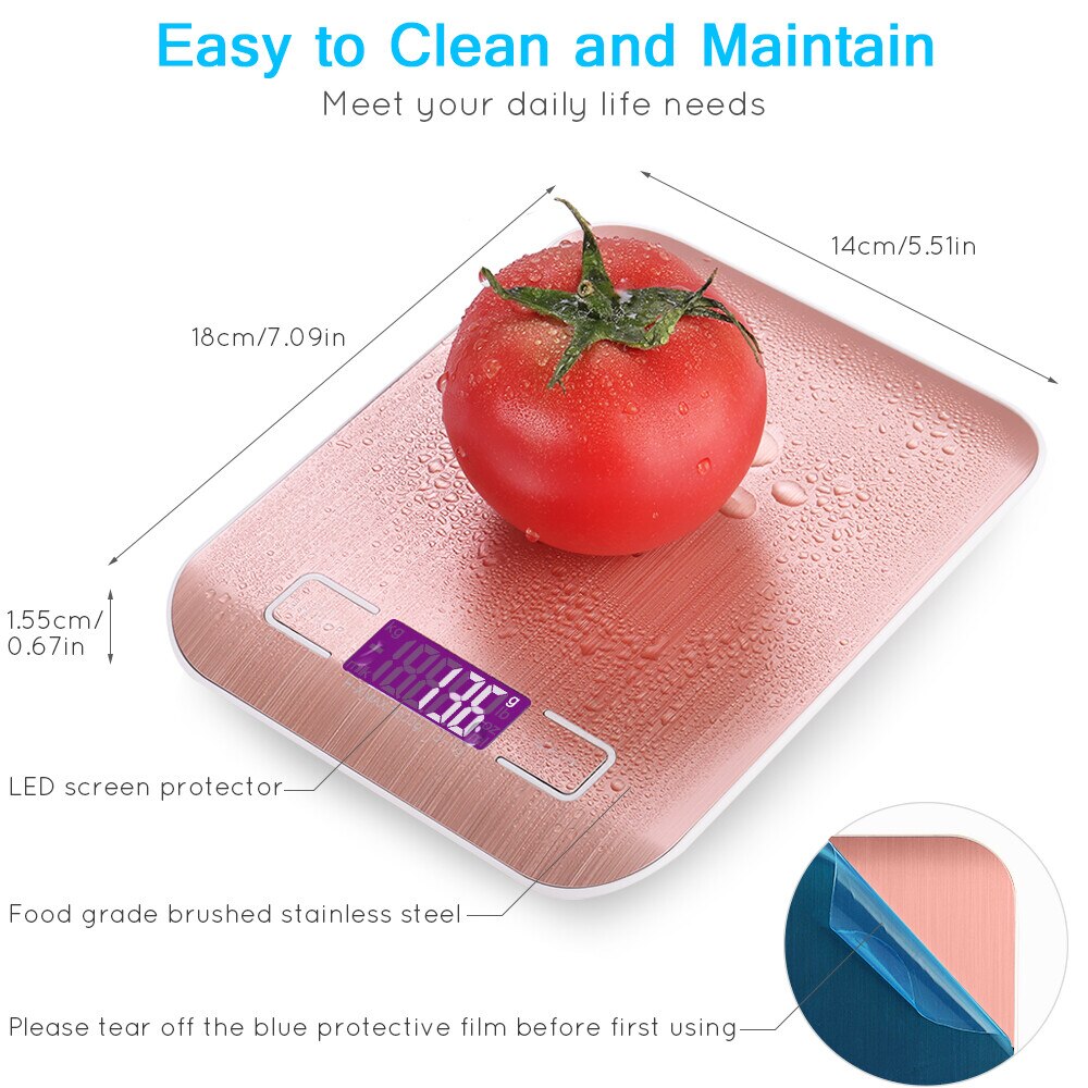 Electronic Kitchen Scales Digital Food Scale Stainless Steel Weighing Scale usb LCD High Precision Measuring Tools 10kg 5kg 0.1g
