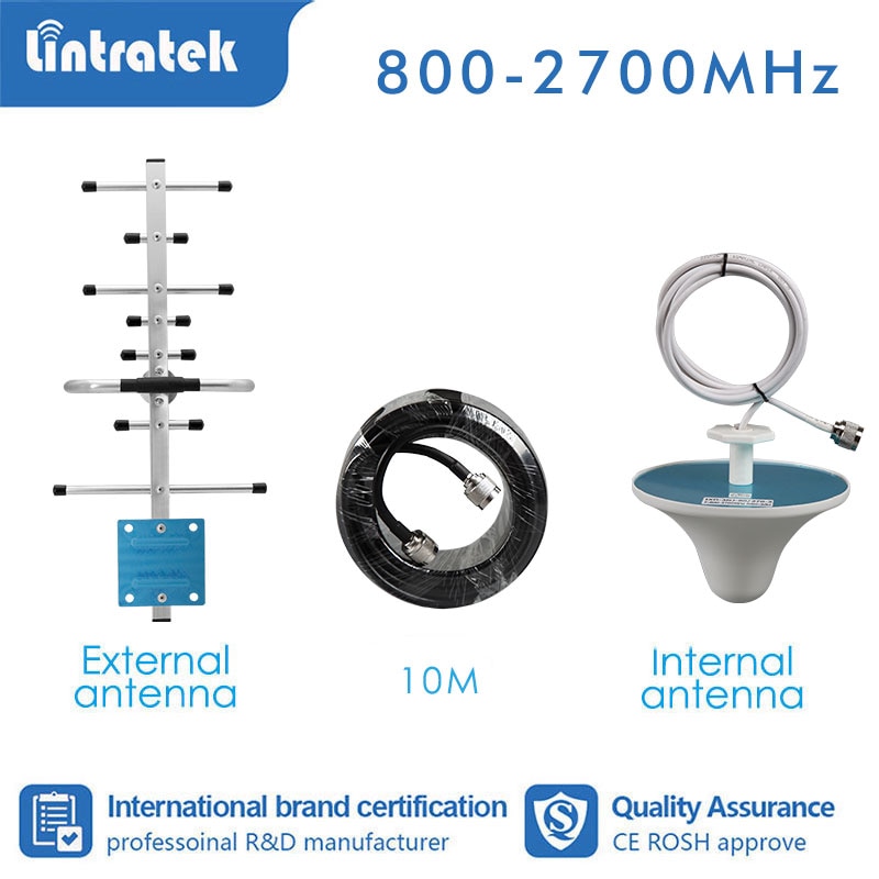 Lintratek GSM 900mhz 1800 2100 2600 700 800 booster zubehör signal verstärker 2G 3G 4G yagi antenne + decke + 10m kabel s4