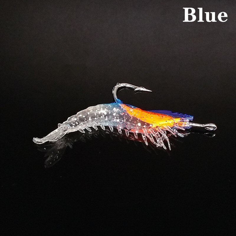 1/3 pçs 3g-60mm 4 cores luminoso camarão lula noite pesca lula jigs isca baixo suave peixe equipamento equipamento equipamento acessórios: Blue / 1PC