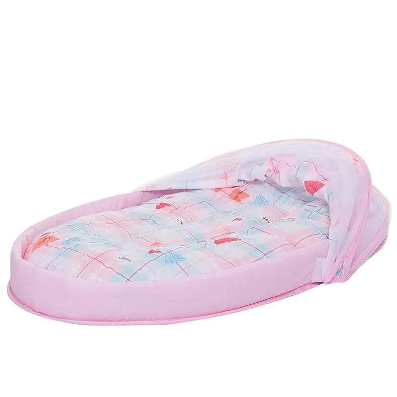 Recém-nascido Anti-queda Mosquiteiro, portátil, sem instalação, dobrável, cama estilo moderno, 4 estações, 3 pcs set