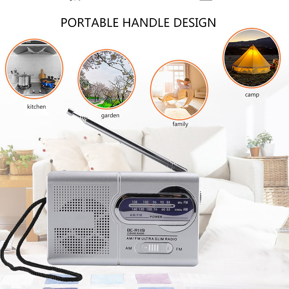 AM FM Radio Multi-function Mini Pocket FM Radio Speaker Receiver Telescopic Antenna Radio Receiver BC-R119