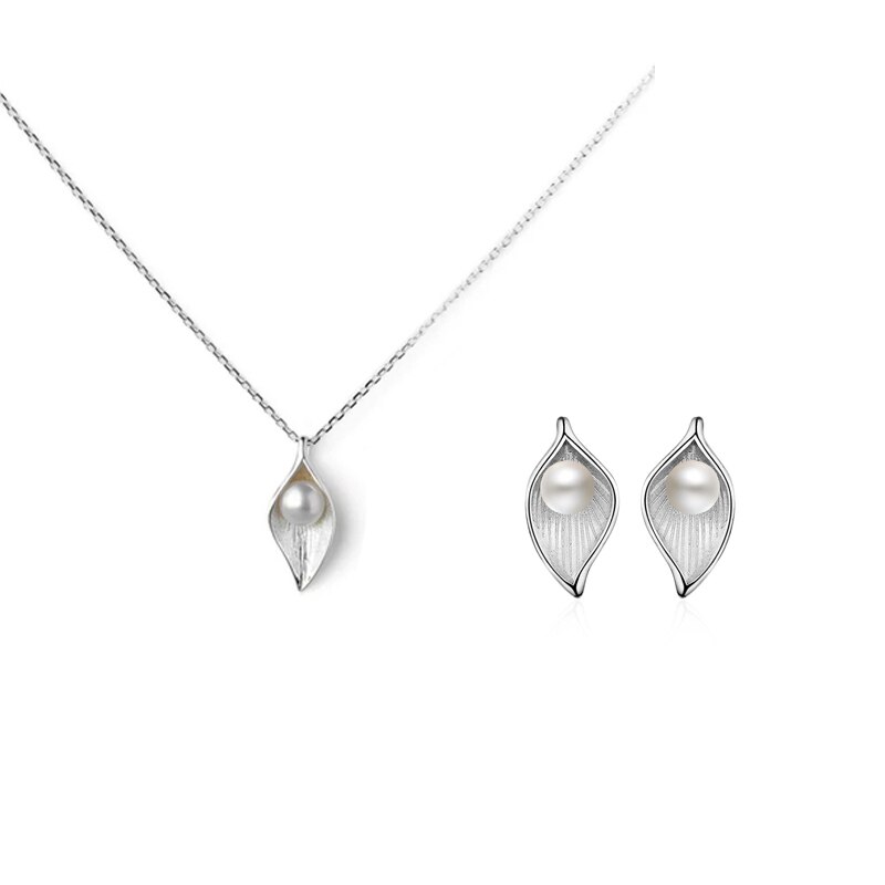 MEYRROYU 925 Sterling Silber Halskette Ohrringe Perle Anhänger Schmuck einstellen Dame, Verlobung, Hochzeit Cерьги Oжерелье: 6