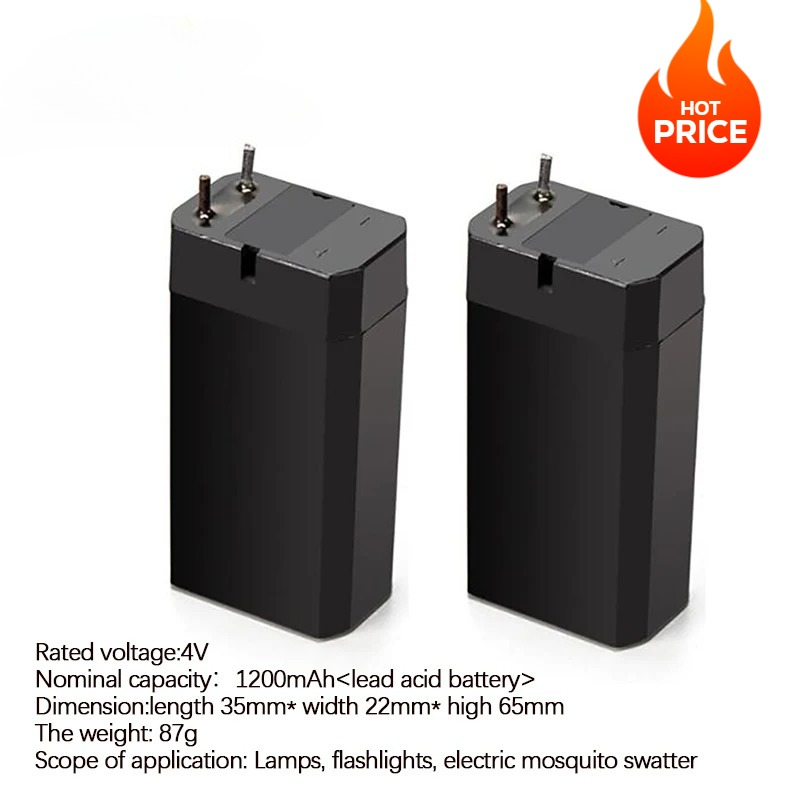 4V Lead Acid Battery 1200mAh Rechargeable Storage batteries LED Lamp Headlights Flashlights Electric Mosquito Swatter