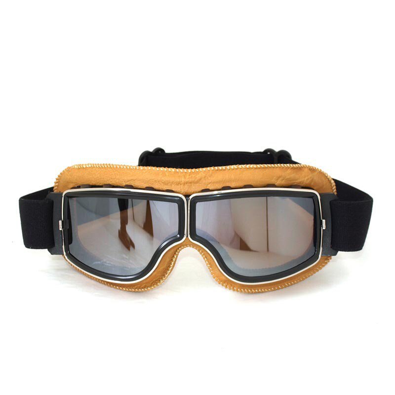 Retro Motorcycle Goggles Glasses Aviator Cruiser Vintage Leather Glasses Cafe Racer Half Helmet Goggles: 4