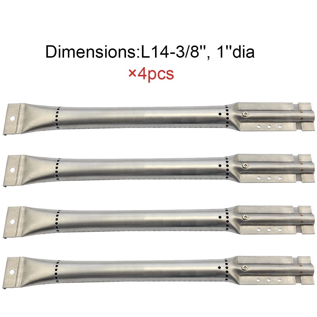 15491 BBQ Parts Gas Grill Replacement 14.4 Inch Stainless Steel Burner For Charmglow, Charmglo, Uniflame, Lowes Model 4pack