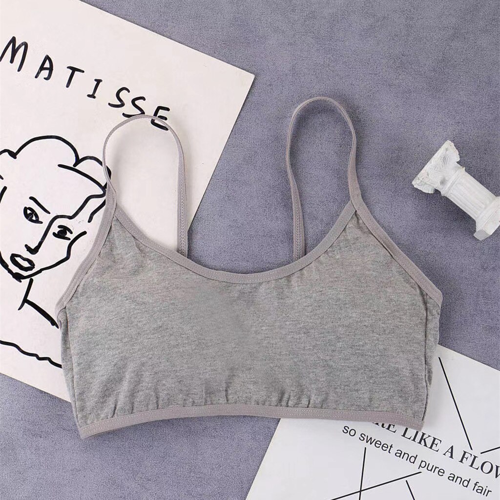 8-16 Years Cotton Girls Training Bra Adolescente Girl's Sport Bras Teen Girl Underwear Push Up Teens Bras With Chest Pad: gray