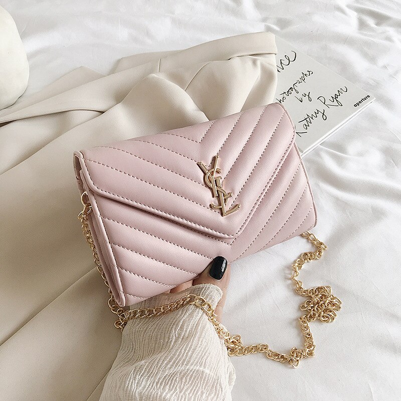 Nova marca de luxo bolsa de corrente feminina um ombro mensageiro saco moda estilo ocidental carteiro saco elegante diamante mini: Rosa