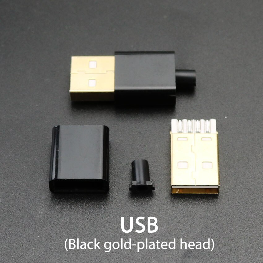ChengHaoRan Micro USB 5Pin Welding Type C 4P Male Plug Connectors Charger USB Tail Charging Socket 3/4 in 1 White Black Plug