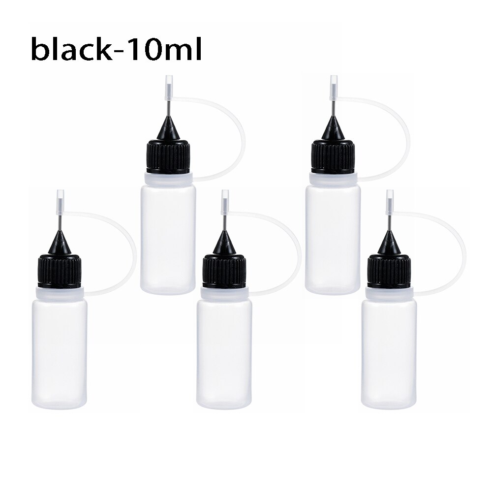 Aplicador de pegamento para manualidades, 5/10/20/30/50/100ML, botella de reutilización para papel Quilling, herramienta para manualidades de papel de álbum de recortes, 5 uds.: 10ml-black