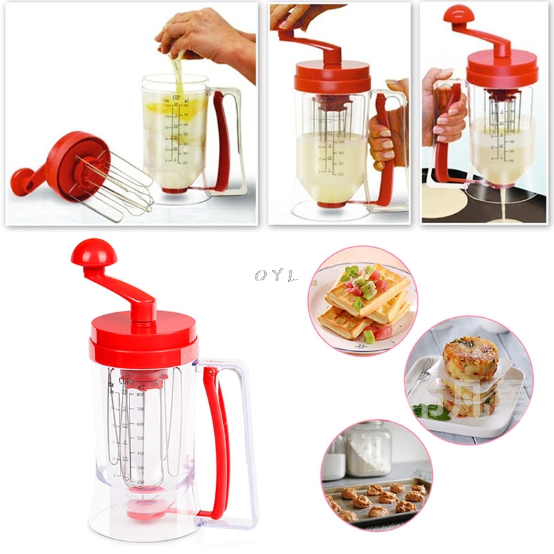 Handmatige Pannenkoek Perfecte Beslag Dispenser Cupcakes Wafels Ontbijt Mixer Mix Blenders