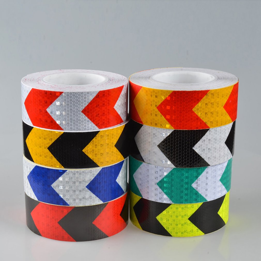 5CM Width Long Self-adhesive PVC Reflective Safety Warning Tape Road Traffic Construction Site Reflective Arrow 45M 3M