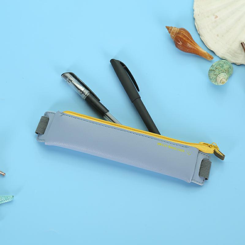 Mini Kawaii Pencil Case Pencil Cases Stationery For Office Pen Case Elastic Band Leather School Supplies Pencil Bags: lanse