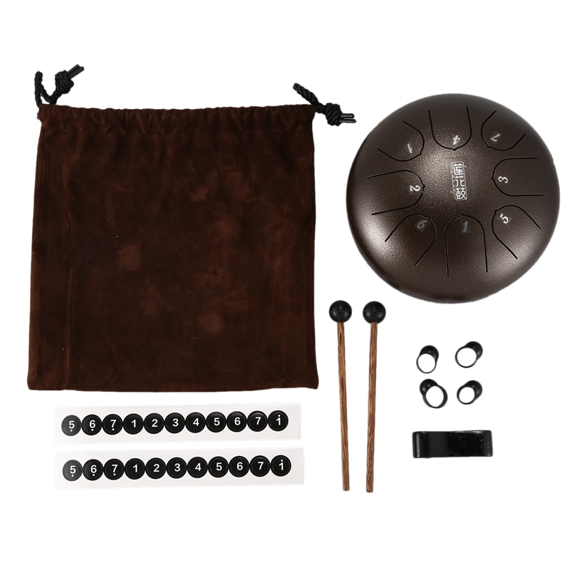 Steel Tongue Drum Mini 8-Tone G Tuning Hand Drum Drum Back Drum with Drumsticks, Rucksack Percussion: Default Title