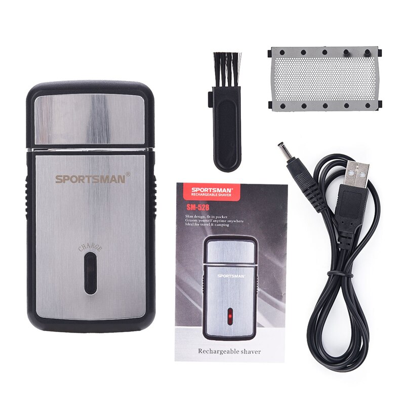 Men USB Rechargeable Cordless Travel Shaver Portable Single Blade Reciprocating Beard Razor Mini Electric Shaving Machine