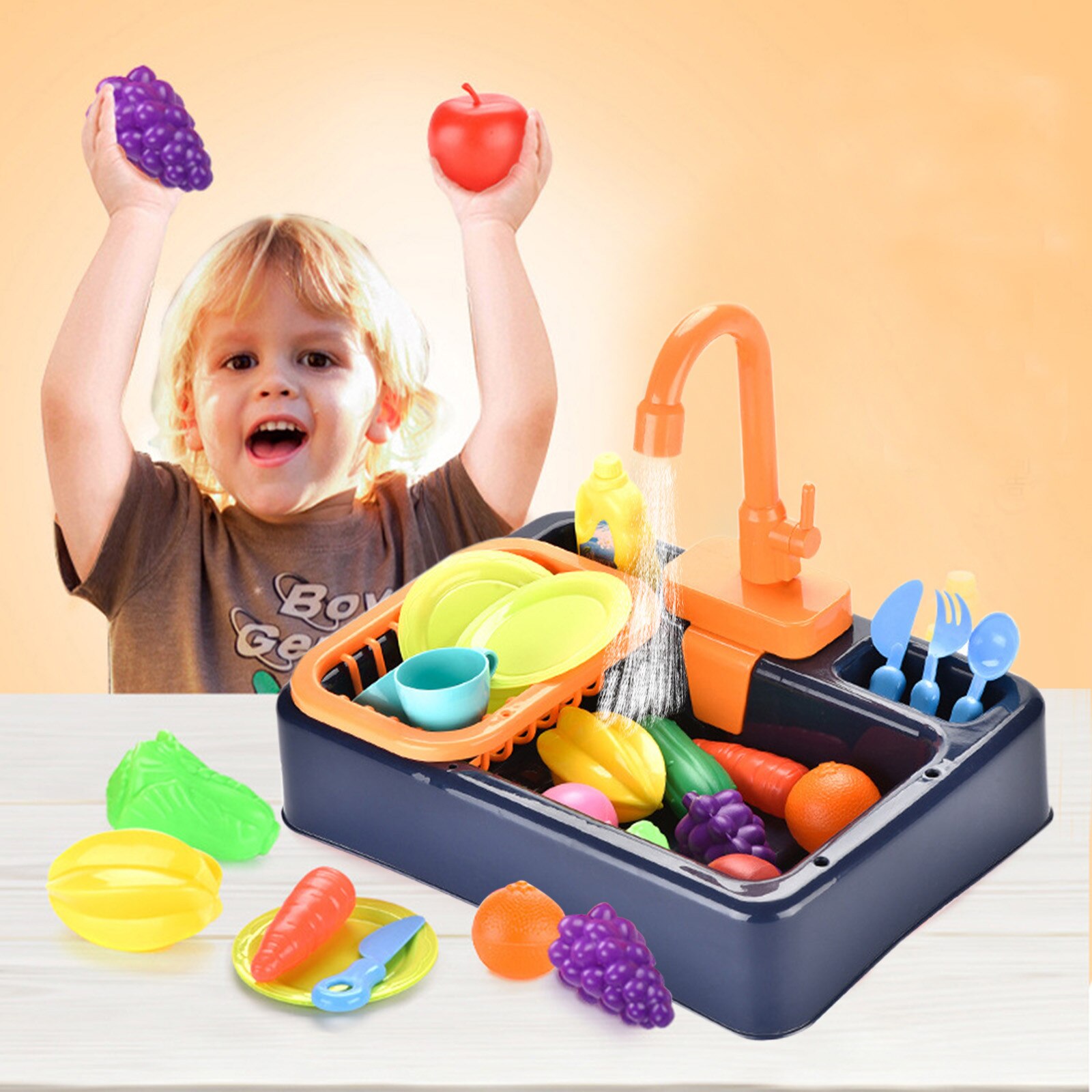 19 Stck Analog Elektrische Spülmaschine Waschbecken freundlicher Rolle Spielen Küche einstellen Spielzeug Lustige Rolle-spielen Mini Küche Simulation spielzeug