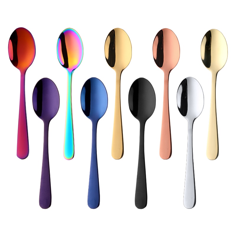 Multi Kleur 4 Stks/set Koreaanse Kleine Koffie Lepels Set Rvs Spiegel Poolse Gold Theelepels Voor Thee Party Kleine Lepel