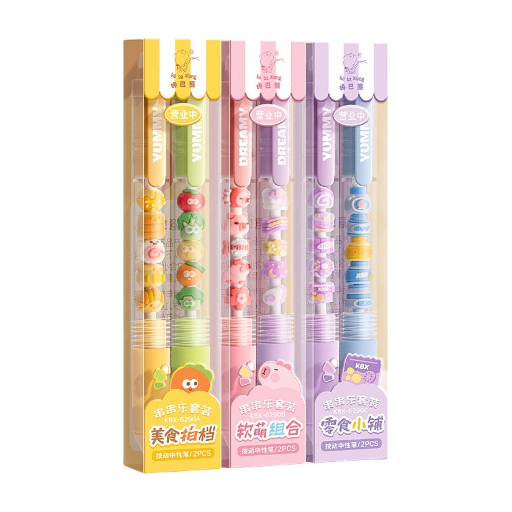 Stylo Gel perlé à séchage rapide, 2 pièces, joli stylo à Gel à poignée souple, pour écriture, encre noire, 0.5mm, papeterie