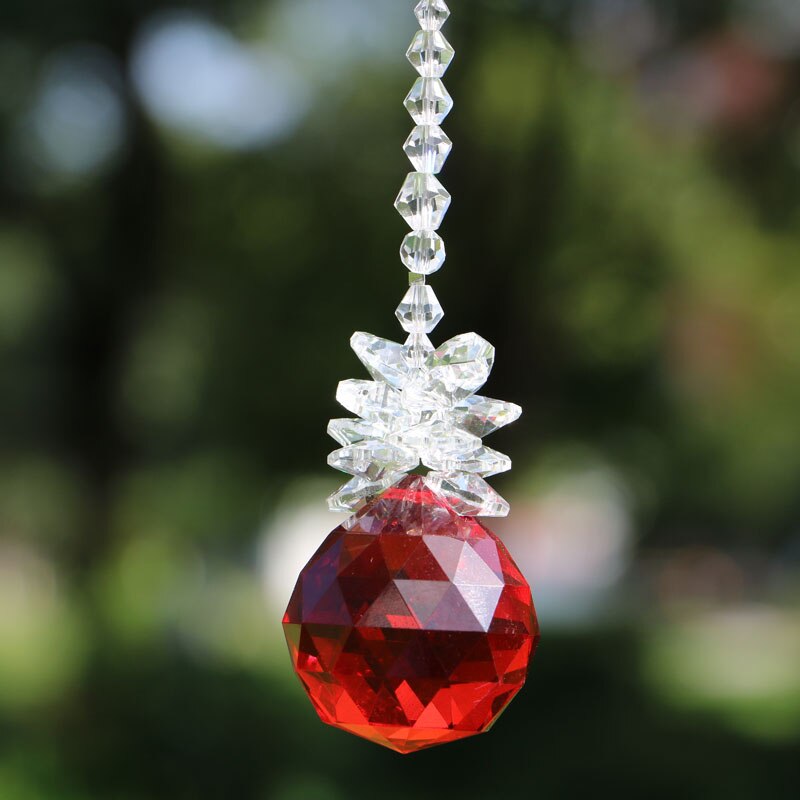 1PCS Red Crystal Ball Rainbow Suncatcher Feng Shui... – Grandado