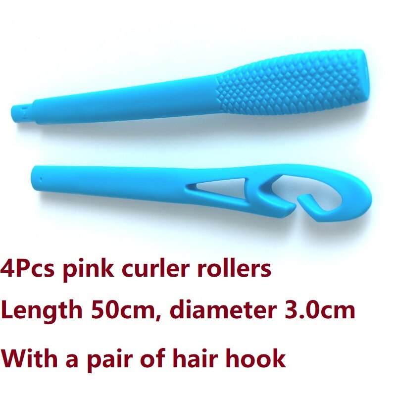 Gancho rizador de pelo Manual, 1 unidad, rodillo, palanca mágica, rizador de pelo DIY, Herramienta de Peinado de seguridad para niña: 4PCS Pink 1 Hook