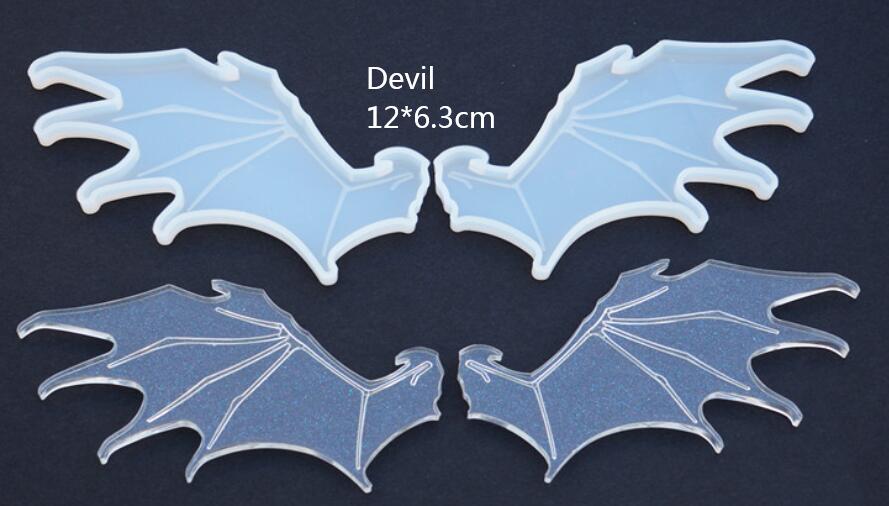 Duivelsvleugels siliconen mallen epoxyhars cabochon bedels doe-het-zelf knutselgereedschap engelenveer mal handgemaakte hars sieraden accessoires: Duivel l