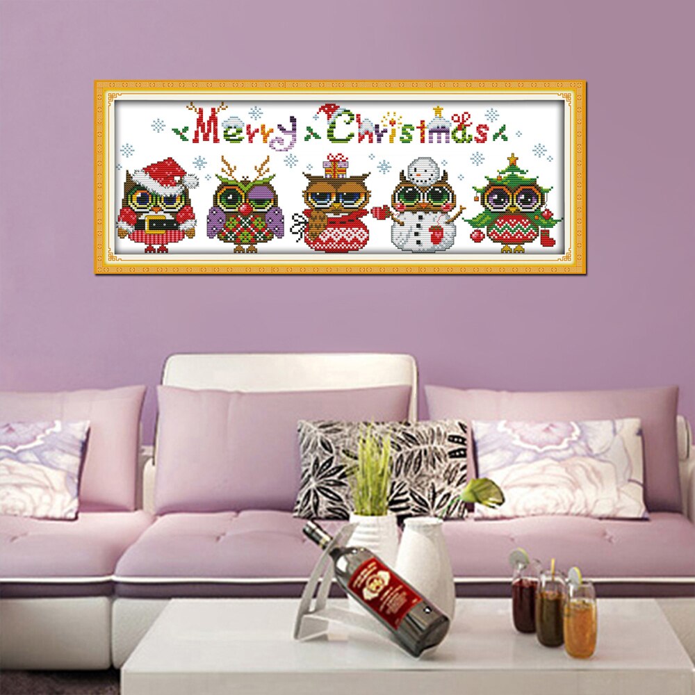Gioia Domenica stile cartone animato Di Natale gufi stampato tessuto semplice gufo schemi punto croce kit per principianti fai da te regali
