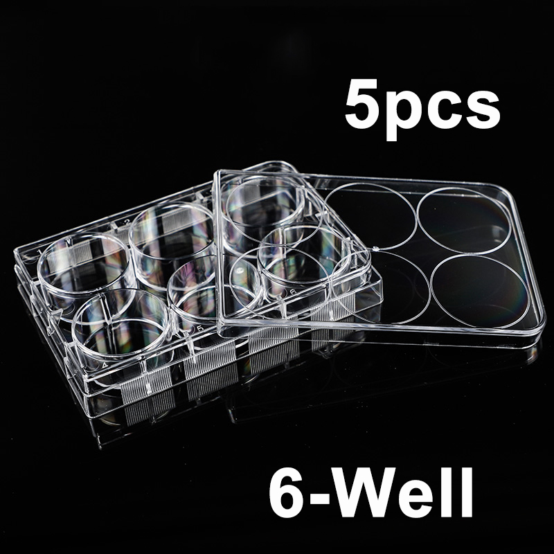 Plastic Petrischaaltje 6 12 24 48 96 Put Polystyreen Petrischalen Cultuur 48-Gaten Voor Laboratorium Biologische Laboratoriumbenodigdheden, 5 Stuks: Rood