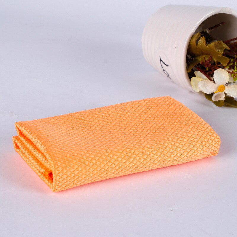 Blødt mikrofiber rengøringshåndklæde absorberbart glas køkkenrengøringsservietter servietter bordvindue bil fade håndklæde klud husholdning: Orange