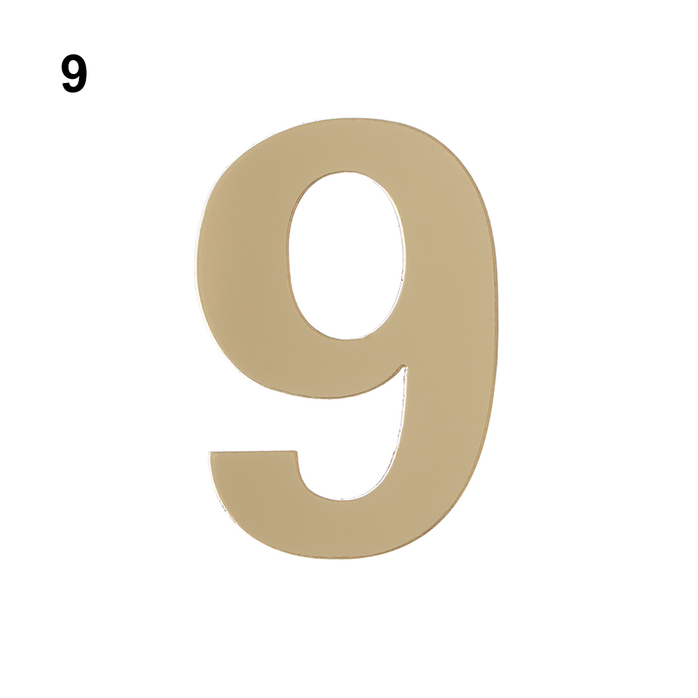 Gold Acrylic Numeral Door Plaque Modern Self-adhesive Door Plate Number Hotel Home Sticker Address House Drawer Sign Label: Silver
