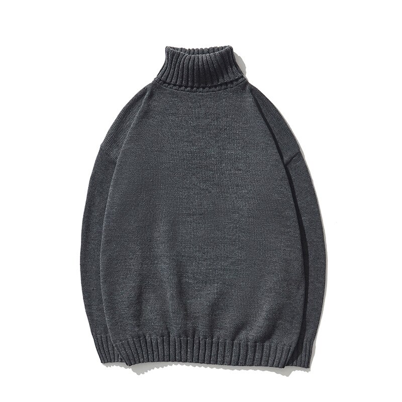 Mannelijke Gebreide Coltrui Hoge Kraag Jongens Trui Oversized Trui Winter Groen Wollen Trui Vintage Mannen Casual Losse Truien: Dark Gray / XXL